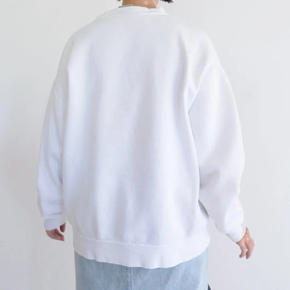 Vintage Lee Heavyweight White Grandma Colourful Hearts Crewneck Sweater M - Picture 3 of 12